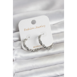 Mey İthalat® Gümüş Renk Pirinç Tırtık Model Kadın Küpe