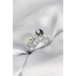 Mey İthalat® Gümüş Renk Pirinç Zirkon Taşlı İncili Kadın Yüzük