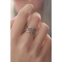 Mey İthalat® Gümüş Renk Roma Rakam Model Kadın Yüzük