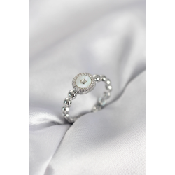 Mey İthalat® Gümüş Renk Sedefli Yıldız Model Zirkon Taşlı Kadın Yüzük