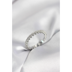 Mey İthalat® Gümüş Renk Sıralı Zirkon Taşlı Model Kadın Yüzük