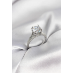 Mey İthalat® Gümüş Renk Tek Taş Model Zirkon Taşlı Kadın Yüzük