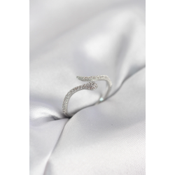 Mey İthalat® Gümüş Renk Yılan Model Zirkon Taşlı Kadın Yüzük