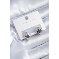 Mey İthalat® Gümüş Renk Yonca Model Pirinç Kadın Küpe