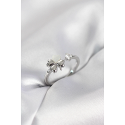 Mey İthalat® Gümüş Renk Yonca Model Sedefli Kadın Yüzük