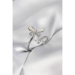 Mey İthalat® Gümüş Renk Yusufçuk Model Zirkon Taşlı Kadın Yüzük