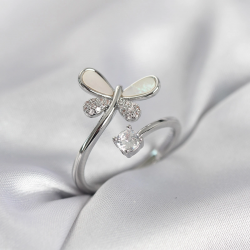 Mey İthalat® Gümüş Renk Yusufçuk Model Zirkon Taşlı Kadın Yüzük