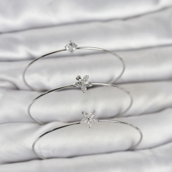 Mey İthalat® Gümüş Renk Zirkon Taşlı Pirinç 3'lü Kadın Bileklik Kombini