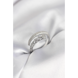 Mey İthalat® Gümüş Renk Zirkon Taşlı Sarmal Kadın Yüzük