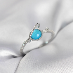 Mey İthalat® Gümüş Renk Zirkon Taşlı Satürn Model Kadın Yüzük