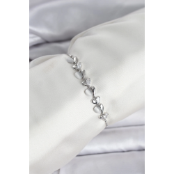 Mey İthalat® Gümüş Renk Zirkon Taşlı Sıralı Damla Model Asansörlü Kadın Bileklik