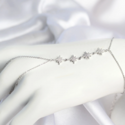 Mey İthalat® Gümüş Renk Zirkon Taşlı Sıralı Kutup Yıldızı Model Şahmeran