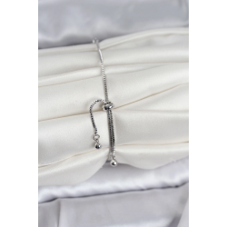 Mey İthalat® Gümüş Renk Zirkon Taşlı Sıralı Yonca Model Asansörlü Kadın Bileklik