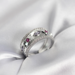 Mey İthalat® Gümüş Renk Zirkon Taşlı Vintage Kadın Yüzük