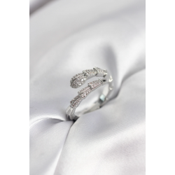 Mey İthalat® Gümüş Renk Zirkon Taşlı Yılan Model Kadın Yüzük