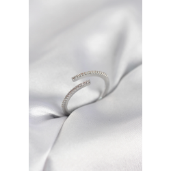 Mey İthalat® Gümüş Renk Zirkon Taşlı Yılan Tarz Kadın Yüzük