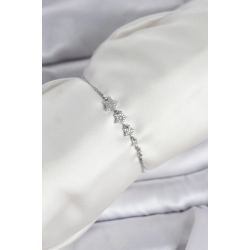 Mey İthalat® Gümüş Renk Zirkon Taşlı Yıldız Model Asansörlü Kadın Bileklik