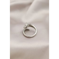 Mey İthalat® Gümüş Renkli Metal Kaplan Model Zirkon Taşlı Kadın Yüzük