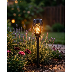 Mey İthalat® Güneş Enerjili Alev Görünümlü Bahçe Lambası Sensörlü LED Dış Mekan Dekoratif Aydınlatma