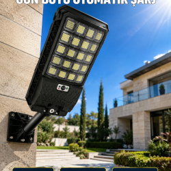 Mey İthalat® Güneş Enerjili Hareket Sensörlü LED Sokak Lambası Uzaktan Kumandalı Dış Mekan Aydınlatma