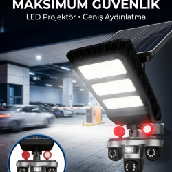 Mey İthalat® Güneş Enerjili Kablosuz Dış Mekan Güvenlik Kamerası Gece Görüşlü LED Projektörlü