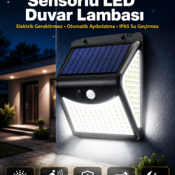 Mey İthalat® Güneş Enerjili Sensörlü Duvar Lambası Bahçe Lamba Suya Dayanıklı Bahçe Aydınlatma