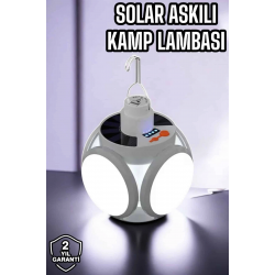 Mey İthalat® Güneş Enerjili Solar Aydınlatma Kamp Çadır Lambası Şarjlı Ampül Led Şarjlı El Feneri Işıldak