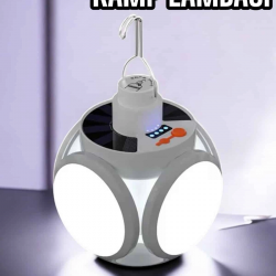 Mey İthalat® Güneş Enerjili Solar Aydınlatma Kamp Çadır Lambası Şarjlı Ampül Led Şarjlı El Feneri Işıldak