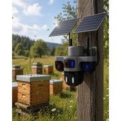 Mey İthalat® Güneş Enerjili Yayla Kamerası 4G SIM Kartlı 3 Lensli Bahçe Güvenlik Kamerası 2 Yıl Garantili