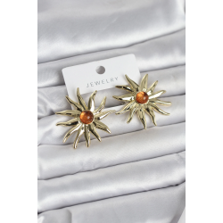 Mey İthalat® Güneş Model Gold Renk Pirinç Kadın Küpe