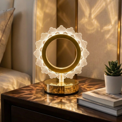 Mey İthalat®  Güneş Şeklinde Kristal LED Masa ası – Dokunmatik, 3 Renk Işık Modlu, Şarjlı Mini Dekoratif Gece ası