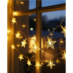 Mey İthalat® Günışığı Beyaz Yıldız Işık Zinciri 5 Metre Enerji Tasarruflu Dekor