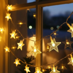 Mey İthalat® Günışığı Beyaz Yıldız Işık Zinciri 5 Metre Enerji Tasarruflu Dekor