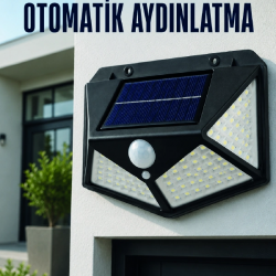 Mey İthalat® Hareket Sensörlü Güneş Enerjili Duvar Lambası Dış Mekan İçin Güçlü LED Aydınlatma