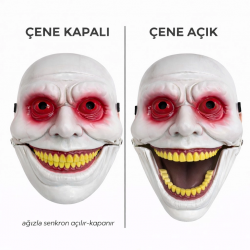 Mey İthalat® Hareketli Çene Mekanizmalı Korku Maskesi Kırmızı