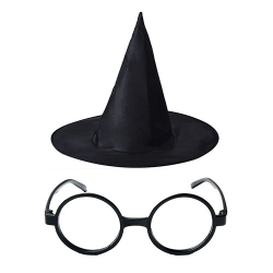 Mey İthalat® Harry Potter Şapkası ve Gözlüğü Siyah Renk