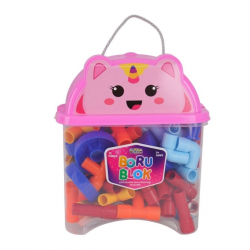 Mey İthalat® HC1044 HAYVAN FİGÜRÜ KAPAKLI KAPTA 72 PARÇA BORU LEGO