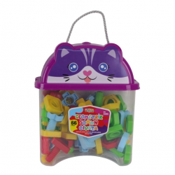 Mey İthalat® HC1046 HAYVAN FİGÜRLÜ KAPTA 66 PARÇA GEOMETRİK SOMUN CIVATA