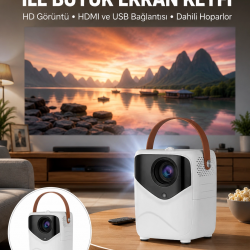 Mey İthalat® HD Ayaklı Portatif Projeksiyon Cihazı Bluetooth Wifi Akıllı Android İşlemcili Yeni Nesil