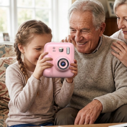 Mey İthalat® HD Ekranlı Çocuk Fotoğraf Makinesi Video Kayıt ve Baskı Kağıdı Kalem Hediyeli