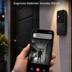 Mey İthalat® HD Kameralı Akıllı Kapı Zili | Çift Yönlü Sesli Wi-Fi Görüntülü Kapı Zili