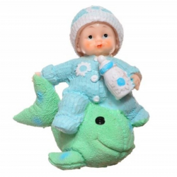 Mey İthalat®   Hediyelik Sevimli Mavi Bebek Biblo Polyester Süs Eşyası