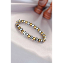 Mey İthalat® Hematit Silver Gold Renk Doğal Taş Erkek Bileklik