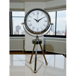 Mey İthalat®  Heritage Üç Ayaklı Krom Metal Masa Saati