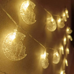 Mey İthalat® Hilal ve Cami Şekilli 3.5 Metre USB LED Işık – 20 LED’li Dekoratif Ramazan Dekorasyonu ve Ortam Aydınlatması