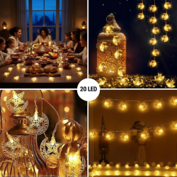 Mey İthalat® Hilal ve Yıldız Şekilli 3.5 Metre USB LED Işık – 20 LED’li Dekoratif Ramazan Dekorasyonu ve Ortam Aydınlatması