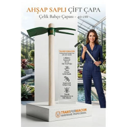 Mey İthalat®  İki Dilli  Ahşap Saplı Çatal Çapa, 2'si 1 Arada Çelik El Çapası, Bahçe Toprak Havalandırma Ot Sökme Aleti