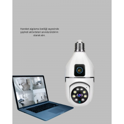 Mey İthalat® İki Yönlü Sesli WiFi Kamera – Ampul Tipi Ev ve Ofis Güvenlik Kamerası