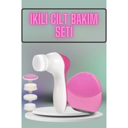 Mey İthalat® İkili Cilt Bakım Seti 5 Başlıklı Yüz Temizleme ve Masaj Aleti Canlandırıcı ve Onarıcı