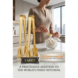 Mey İthalat® Inês Gold 3'lü Paslanmaz Çelik Mini Şeker Maşası Seti 12cm 722952
